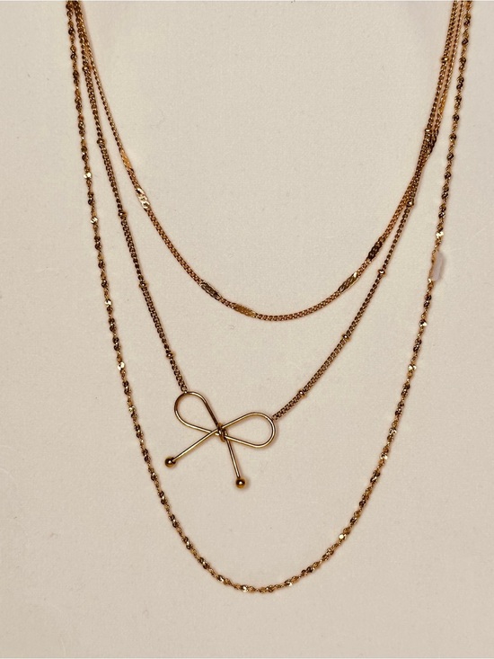 Monet Jewelry - 3 Pc Layered Rose Gold Tone Necklace Set | Monet | Adjustable Bow Necklace
